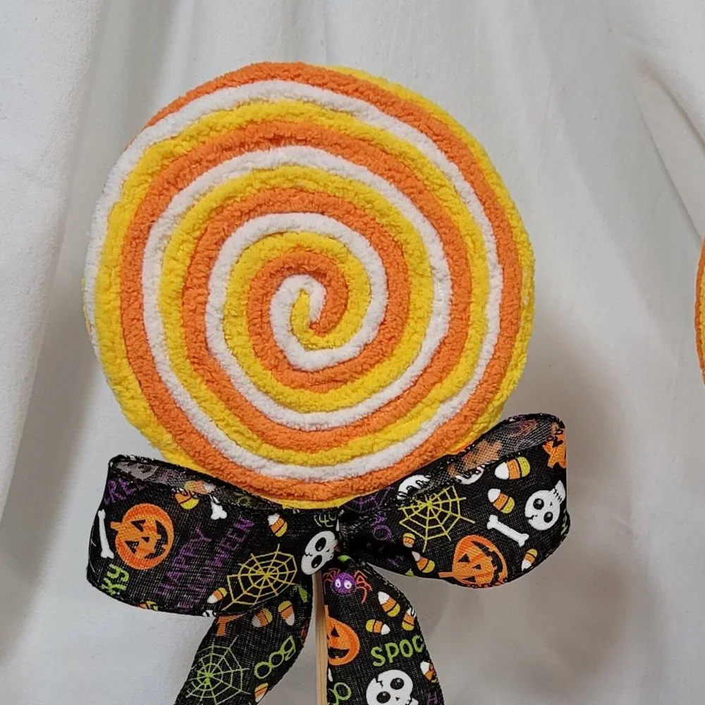 Decorative Fake Candy Yarn Halloween‎ Lollipop - Black Bow